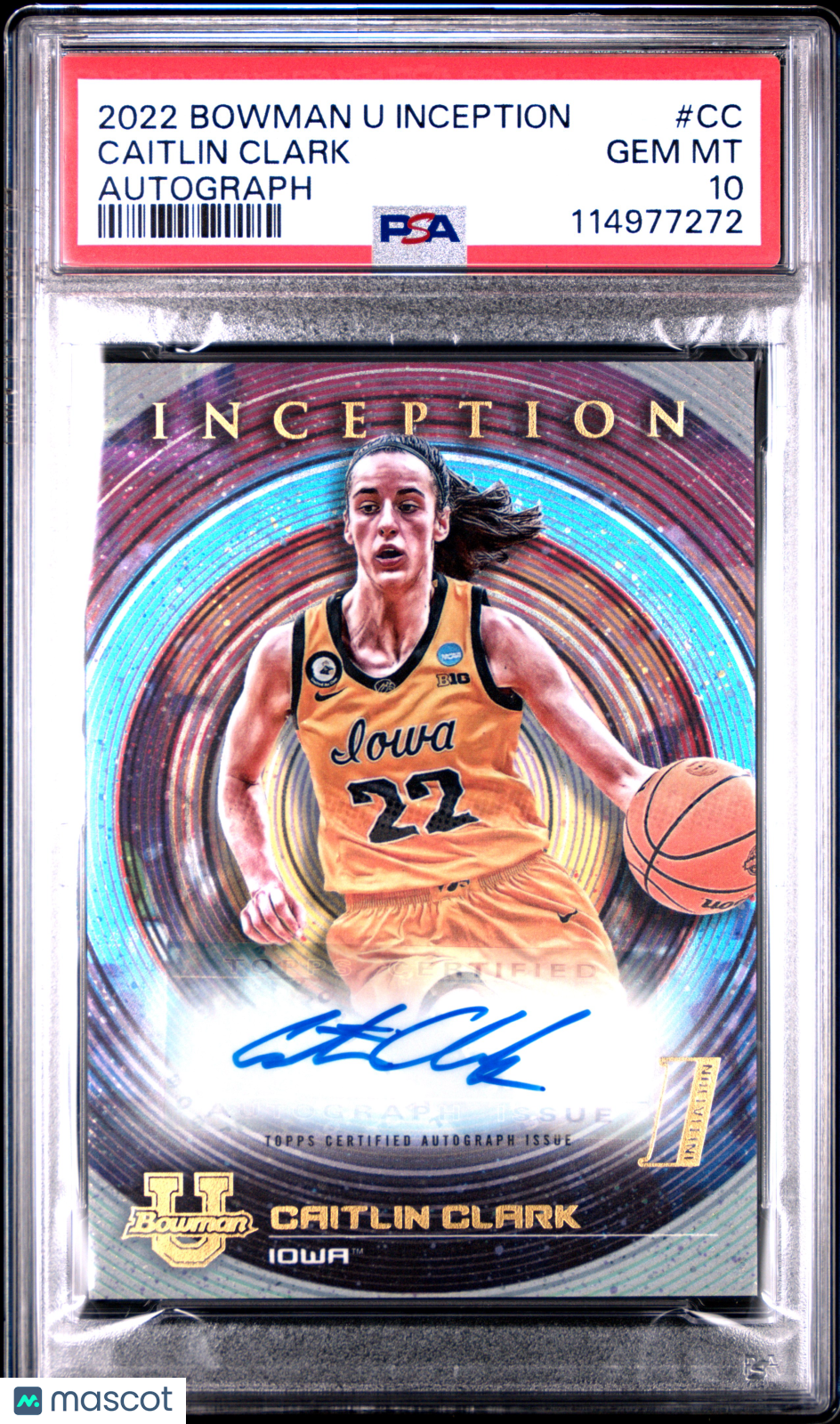 2022 Bowman University Inception - Caitlin Clark #CC - ROOKIE AUTO - PSA 10