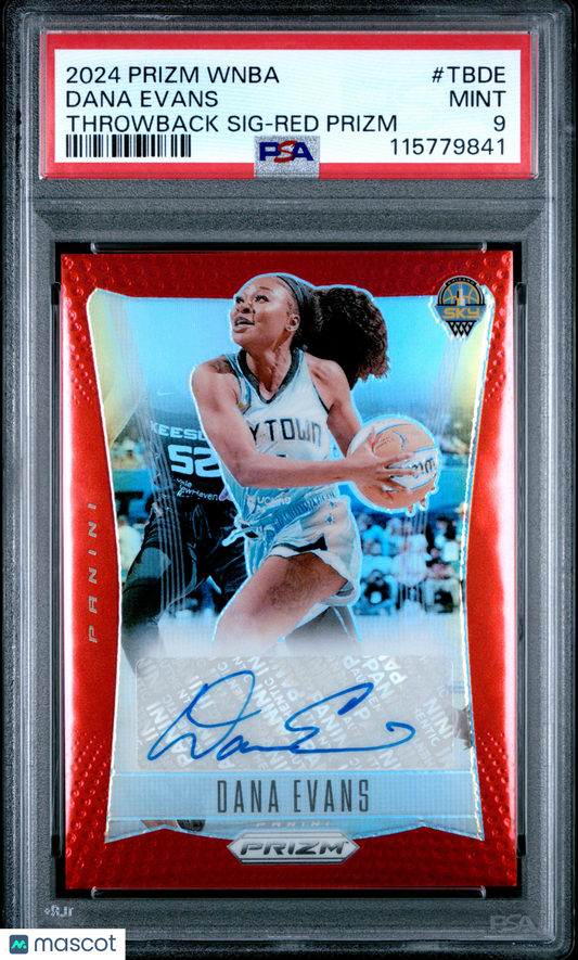 2024 Panini Prizm WNBA- Thrwbck Sigs Red /99 AUTO - Dana Evans - Red /99 - PSA 9