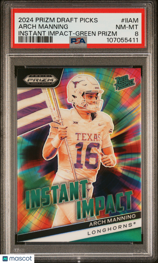 2024 Panini Draft Picks - Arch Manning #II-AM - Green Prizm - ROOKIE - PSA