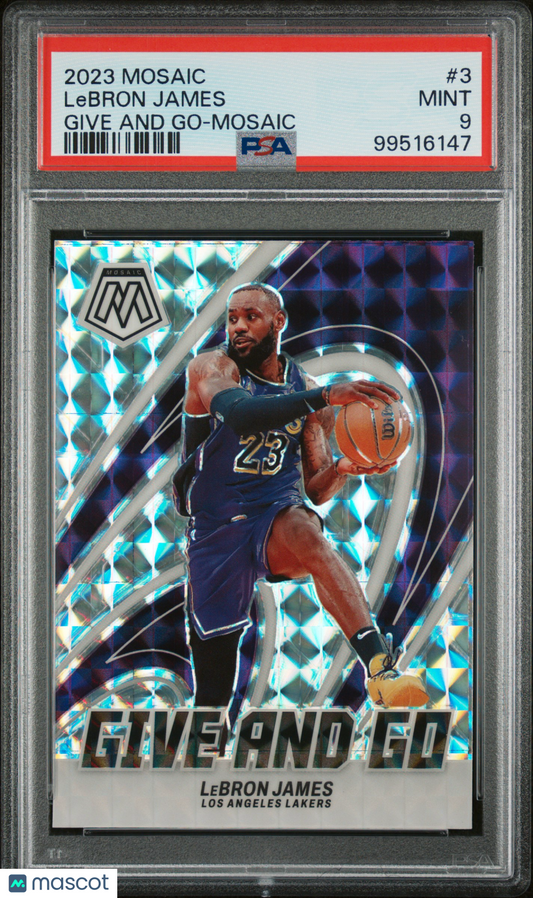 2023 Panini Mosaic Give And Go LeBron James #3 PSA 9