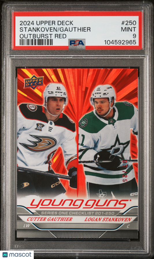2024 Upper Deck Cutter Gauthier Logan Stankoven #250 Outburst Red PSA 9 - /25