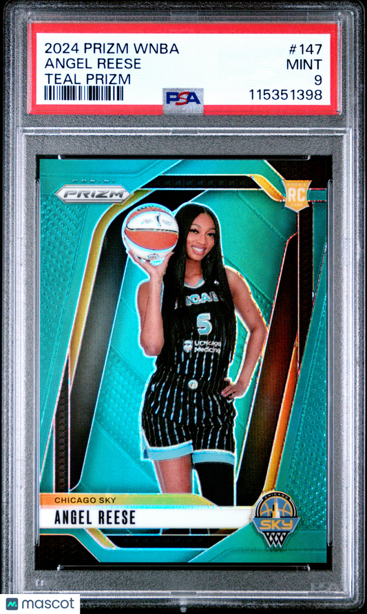 2024 Panini Prizm - WNBA Angel Reese #147 - Teal Prizm /49 - ROOKIE - PSA - /49