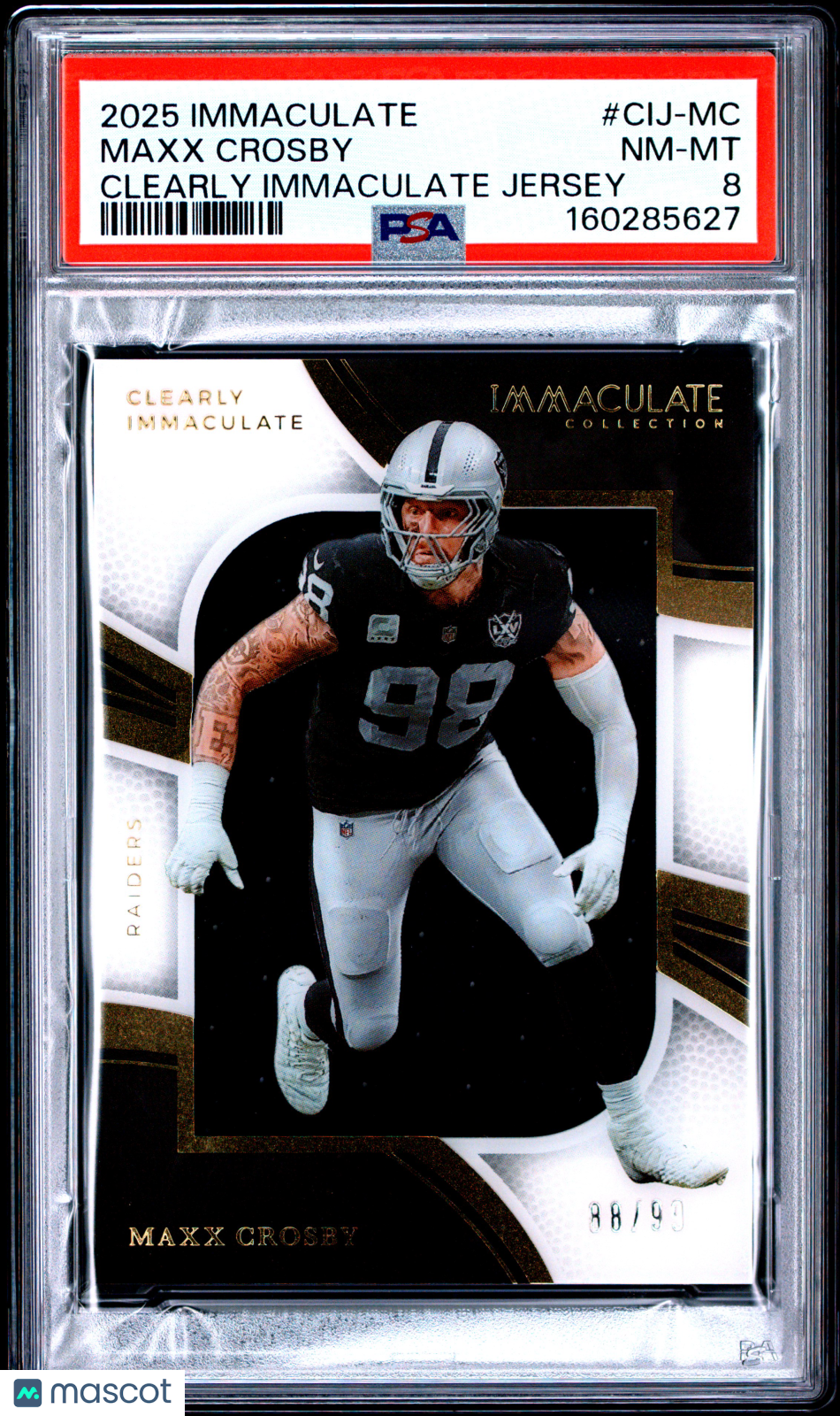 2024 Immaculate- Maxx Crosby - Clearly Immaculate Jersey /99 - PSA - PATCH /99