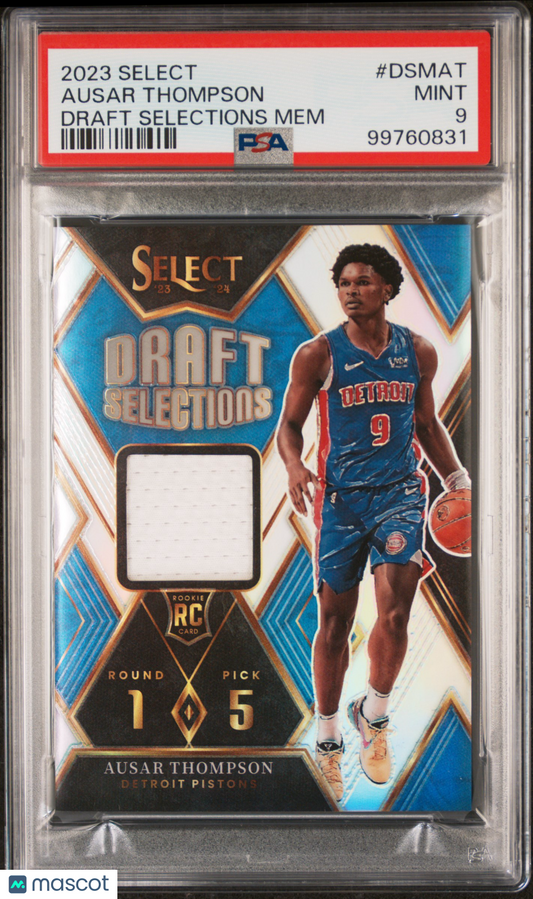 2023 Panini Select- Draft Selections Mem ROOKIE- Ausar Thompson - ROOKIE - PSA 9