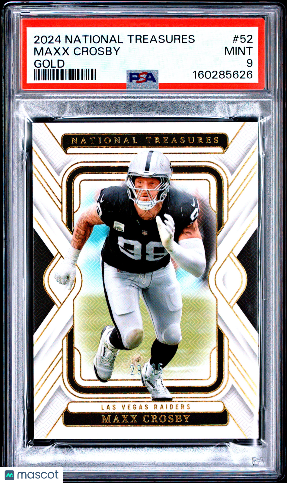 2024 National Treasures - Maxx Crosby #52 - Gold/35 - PSA 9 - Gold /35 - PSA