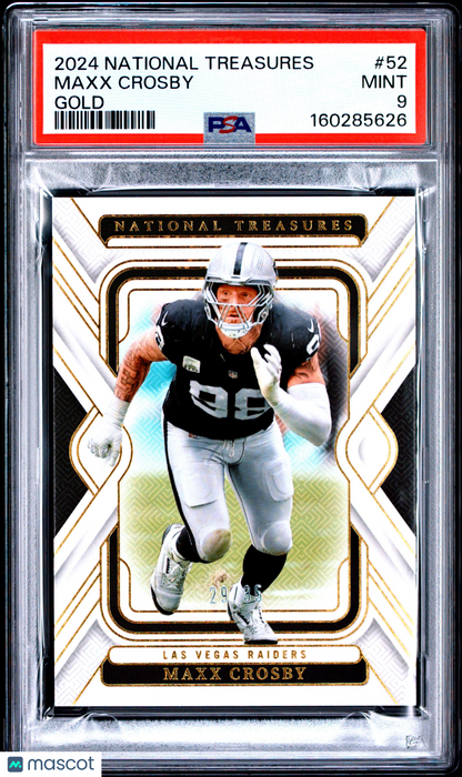 2024 National Treasures - Maxx Crosby #52 - Gold/35 - PSA 9 - Gold /35 - PSA