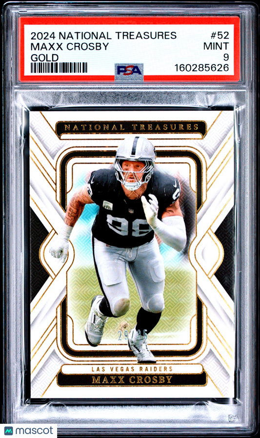 2024 National Treasures - Maxx Crosby #52 - Gold/35 - PSA 9 - Gold /35 - PSA