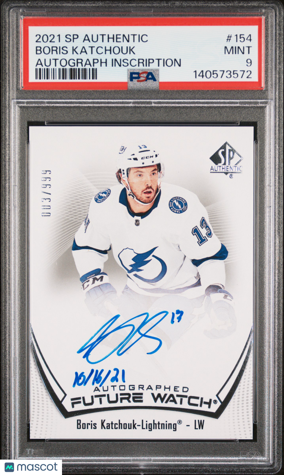 2021 SP Authentic- Boris Katchouk - FUTURE WATCH AUTO /999 - PSA - INSCRIBED /50