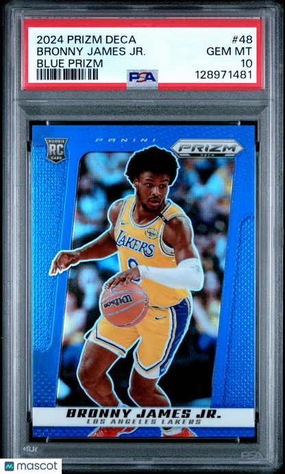 2024 Panini Prizm DECA - Bronny James JR. - Blue Rookie /149 - ROOKIE - PSA 10