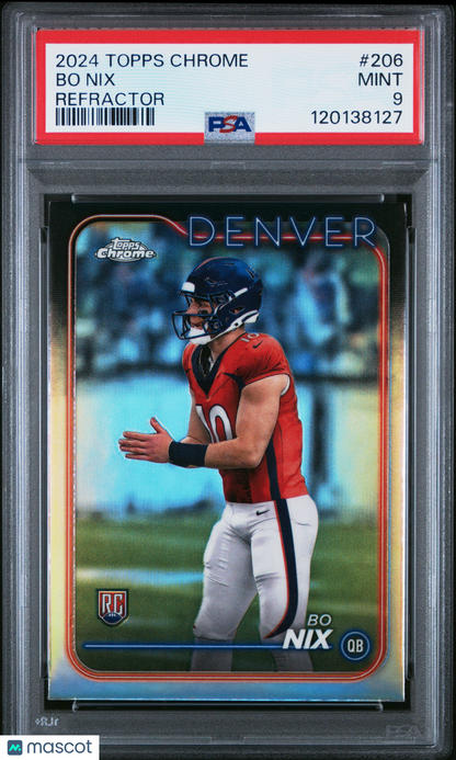 2024 Topps Chrome - Bo Nix #206 - Refractor ROOKIE - PSA - ROOKIE Refractor