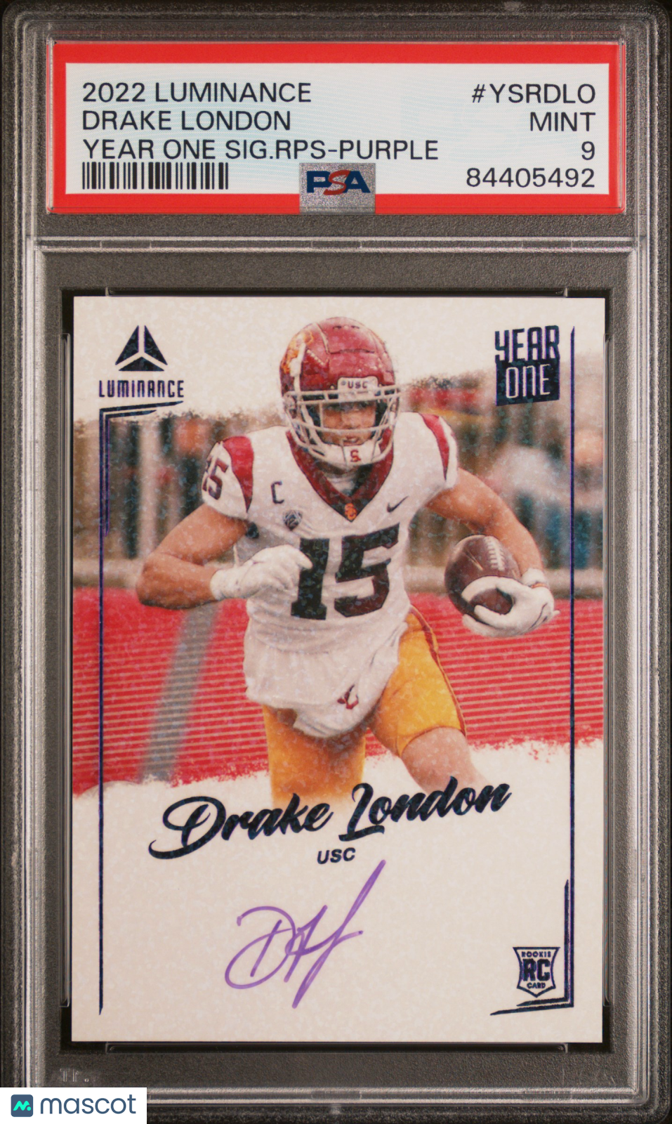 2022 Panini Luminance - Drake London - Year One Sigs - PURPLE AUTO - PSA - AUTO