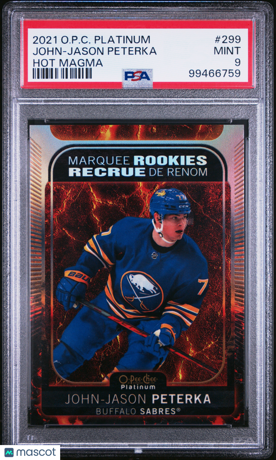 2021 Upper Deck OPC Platinum John-Jason Peterka #299 Hot Magma ROOK PSA 9 - /499