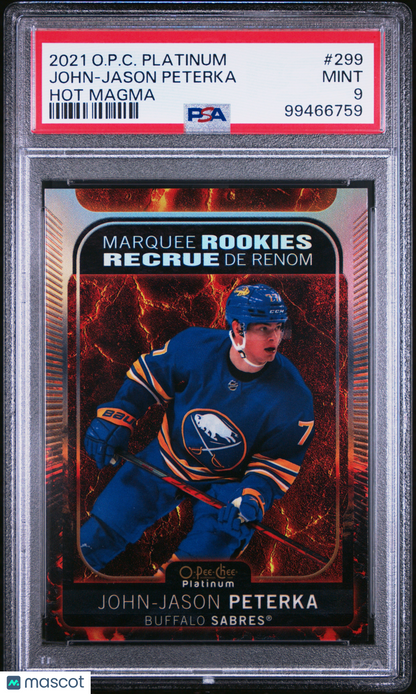 2021 Upper Deck OPC Platinum John-Jason Peterka #299 Hot Magma ROOK PSA 9 - /499