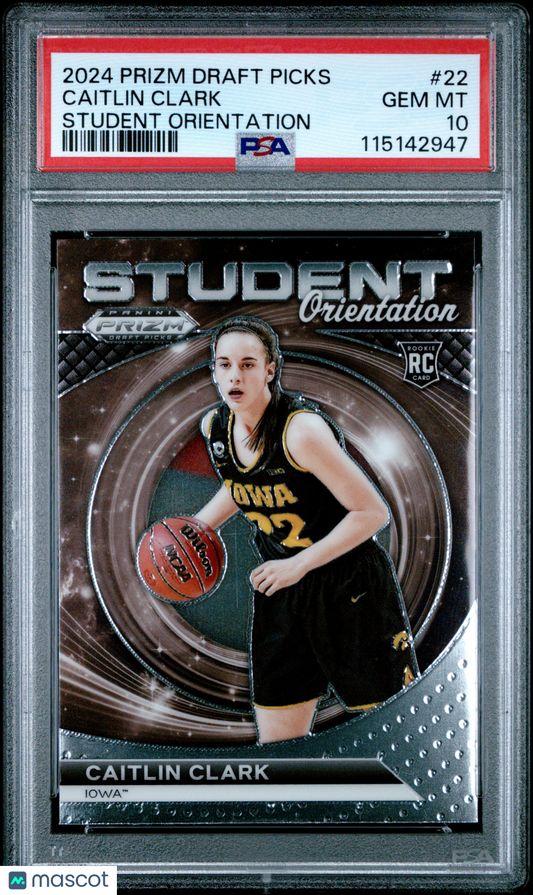 2024 Prizm Draft Picks - Caitlin Clark - Student Orientation ROOKIE - PSA 10