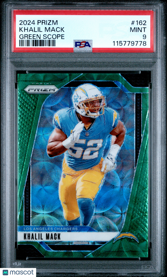 2024 Panini Prizm - Khalil Mack #162 - Green Scope 75/75 - PSA 9 - 75/75