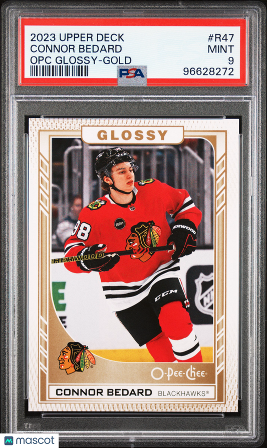 2023 Upper Deck - OPC Glossy - Connor Bedard #R47- Opc Gold - ROOKIE - PSA- GOLD