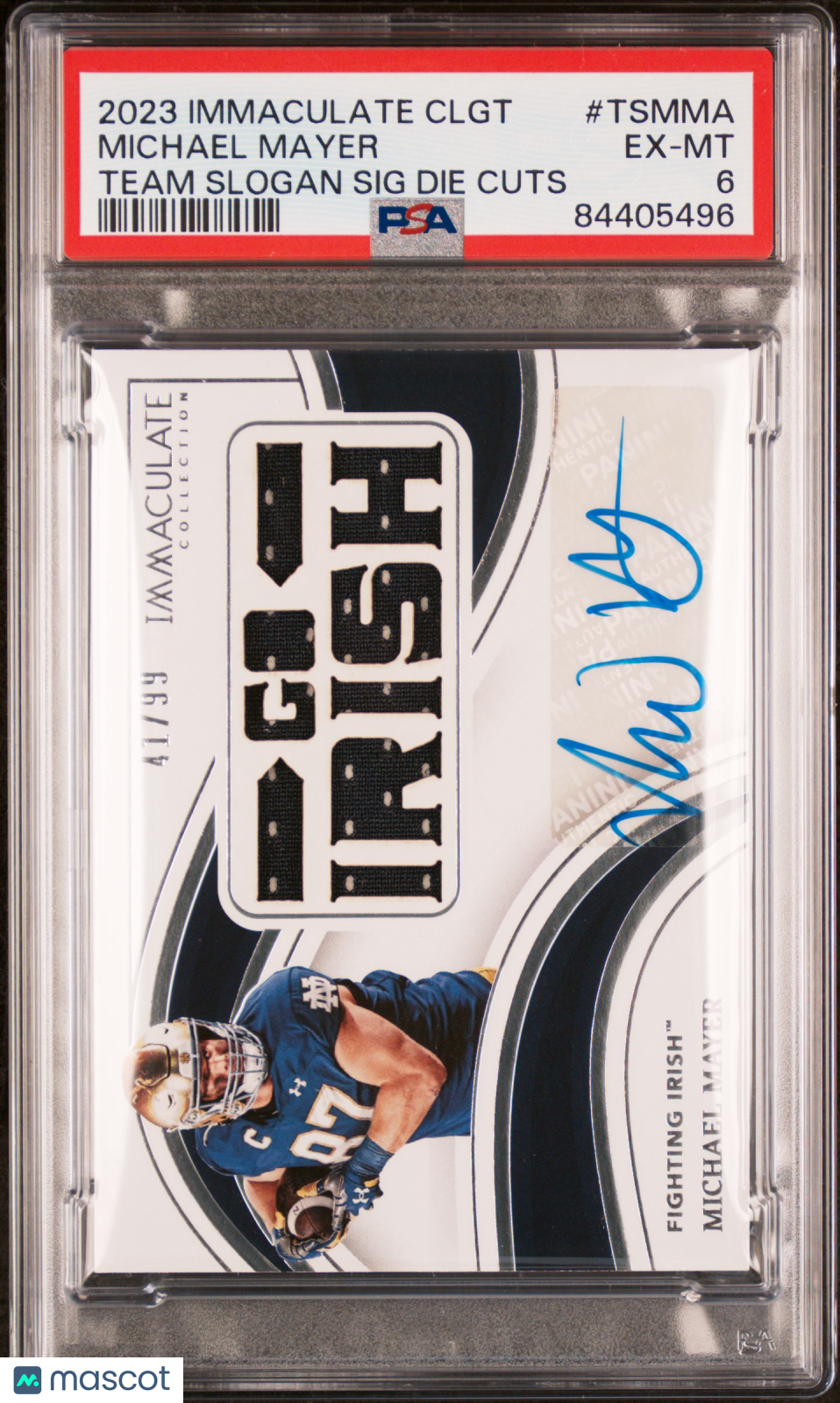 2023 Immaculate College - Michael Mayer - ROOKIE PATCH AUTO - Go lrish /99 - PSA