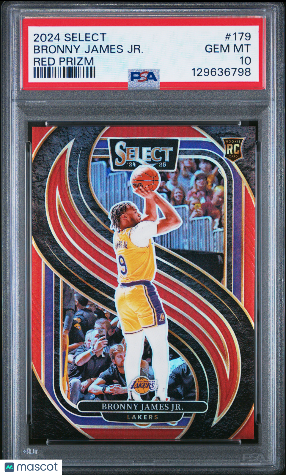 2024 Panini Select NBA - Bronny James JR. #179- Red Prizm /199 - ROOKIE - PSA 10