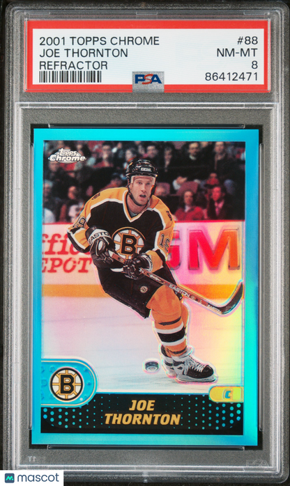 2001 Topps Chrome Hockey - Joe Thornton #88 - REFRACTOR - PSA 8