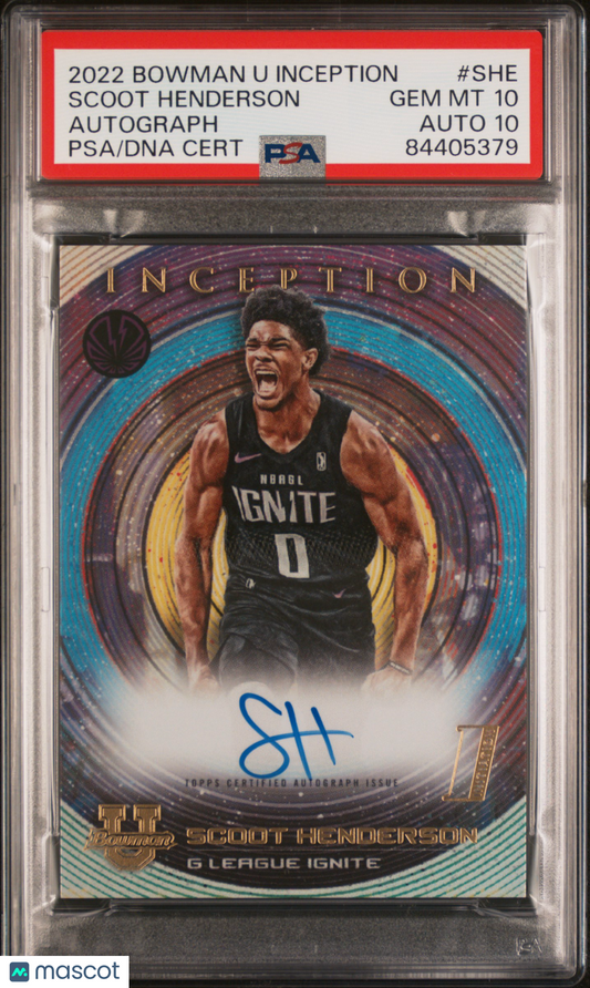 2022 Bowman University Inception - Scoot Henderson #SHE -ROOKIE AUTO 10 - PSA 10