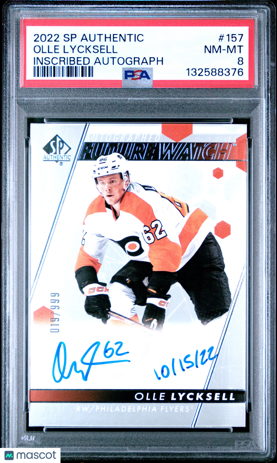 2022 SP Authentic - Olle Lycksell #157 - Future Watch INSCRIBED AUTO /999 - PSA