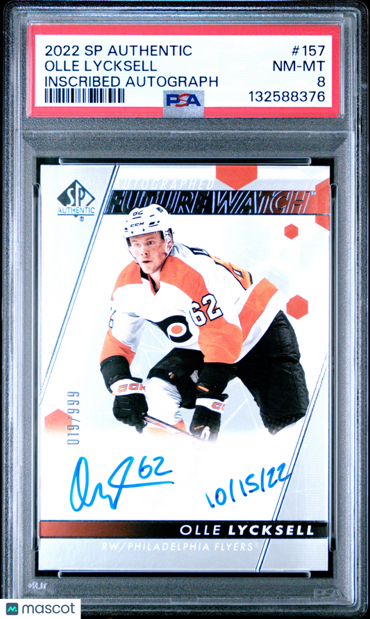 2022 SP Authentic - Olle Lycksell #157 - Future Watch INSCRIBED AUTO /999 - PSA