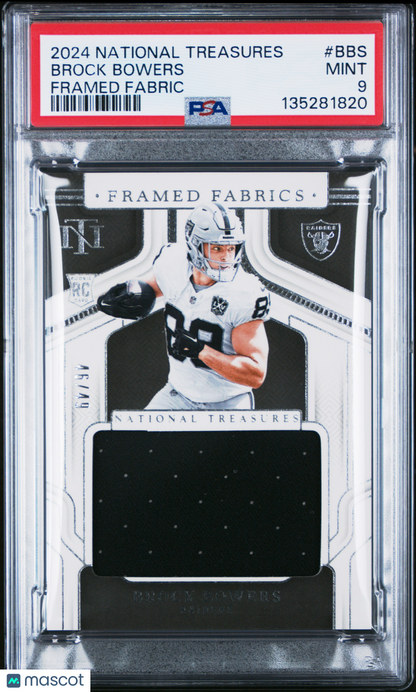 2024 National Treasures -Brock Bowers #BBS - ROOKIE PATCH/49 - PSA - ROOKIE /49