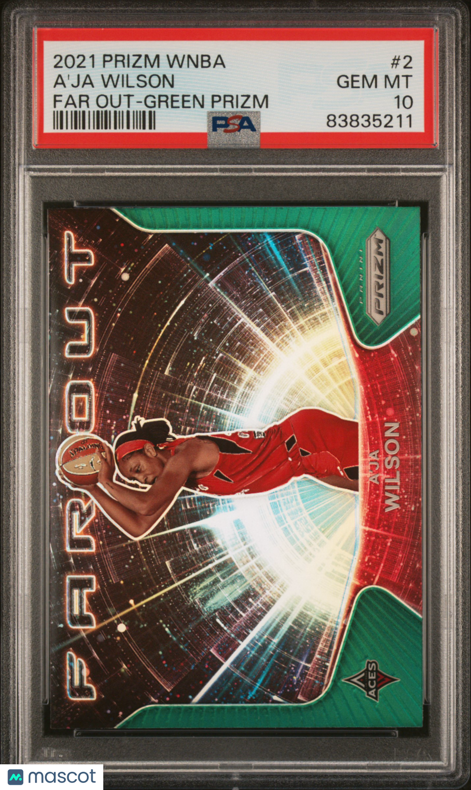 2021 Panini Prizm WNBA - A'ja Wilson #2 - Far Out - Green Prizm - PSA 10