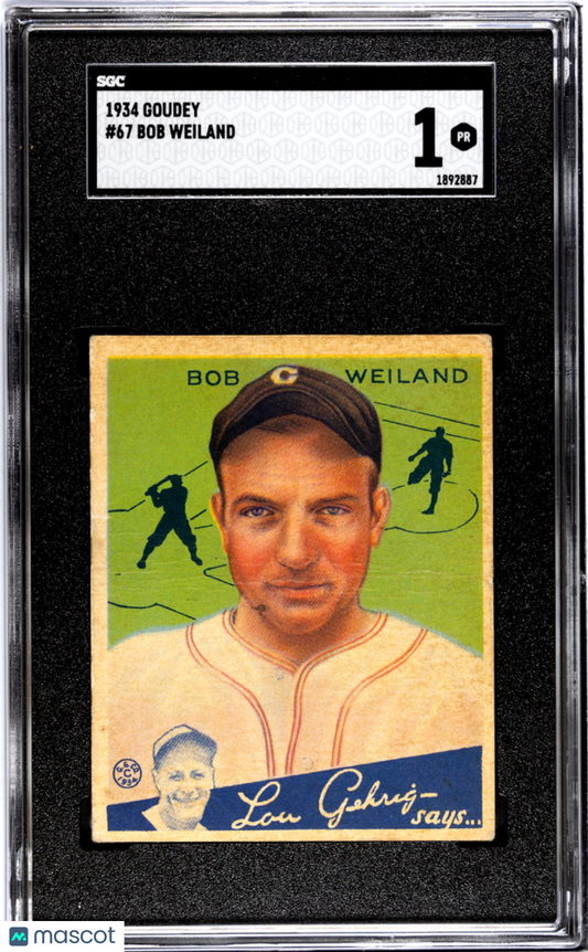 1934 Goudey Baseball - Bob Weiland #67 - SGC 1