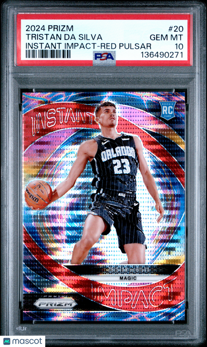 2024 Panini Prizm - Tristan Da Silva #20 - Red Pulsar /75 - ROOKIE /75 - PSA 10
