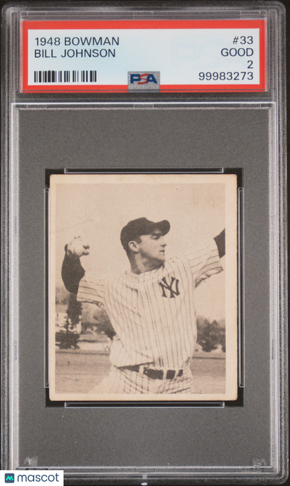 1948 Bowman MLB Baseball - Bill Johnson #33 - PSA 2