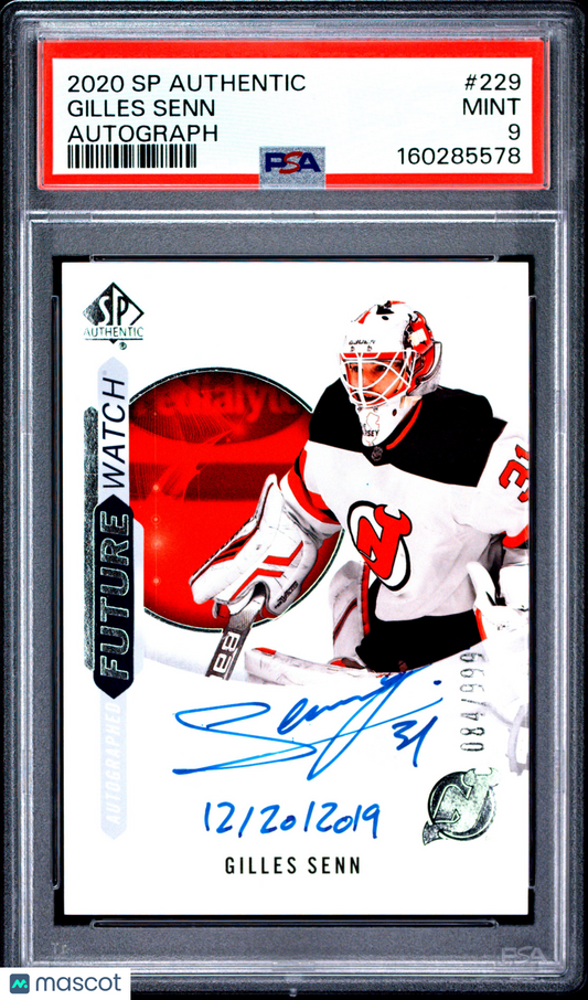 2020 SP Authentic - Gilles Senn - FUTURE WATCH AUTO /999 - PSA - INSCRIBED /50