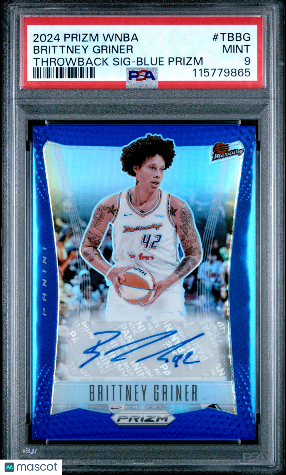 2024 Panini Prizm WNBA- Throwback AUTO /75 - Brittney Griner - Blue /75 - PSA 9