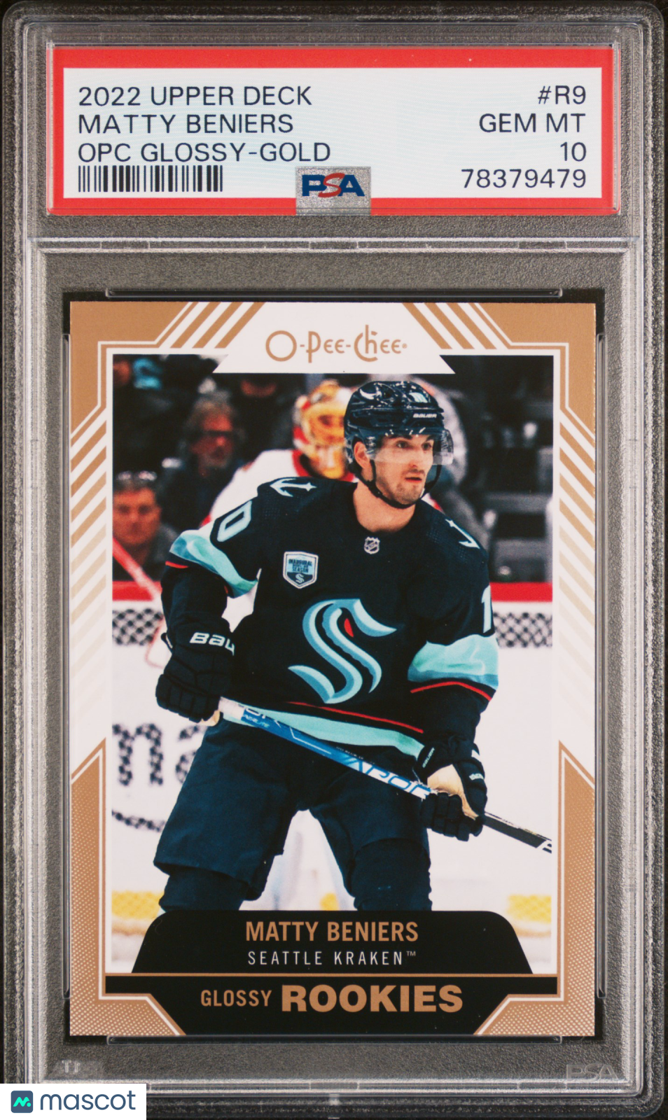 2022 Upper Deck O-Pee-Chee Glossy Gold ROOKIE Matty Beniers #R9 PSA 10