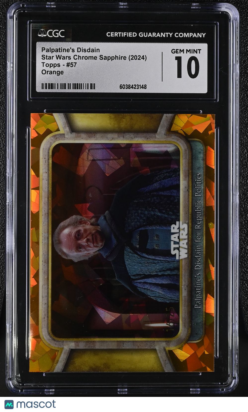 2024 Star Wars Sapphire- Palpatine's Disdain - Orange /25 - CGC 10 - Orange /25